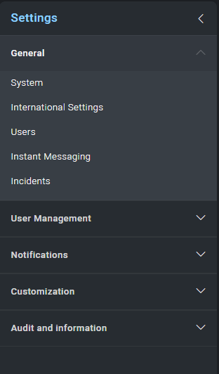 Settings Menu