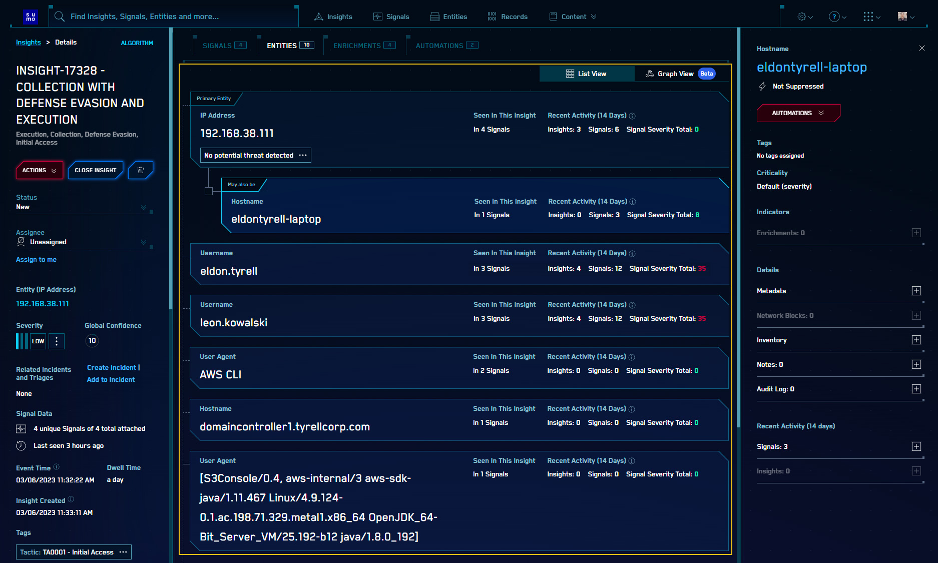 About the CSE Insight UI | Sumo Logic Docs