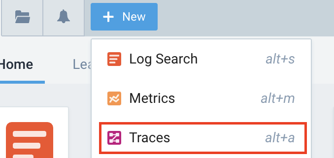 traces menu option