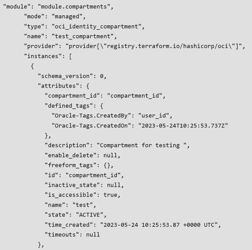 Terraform state file