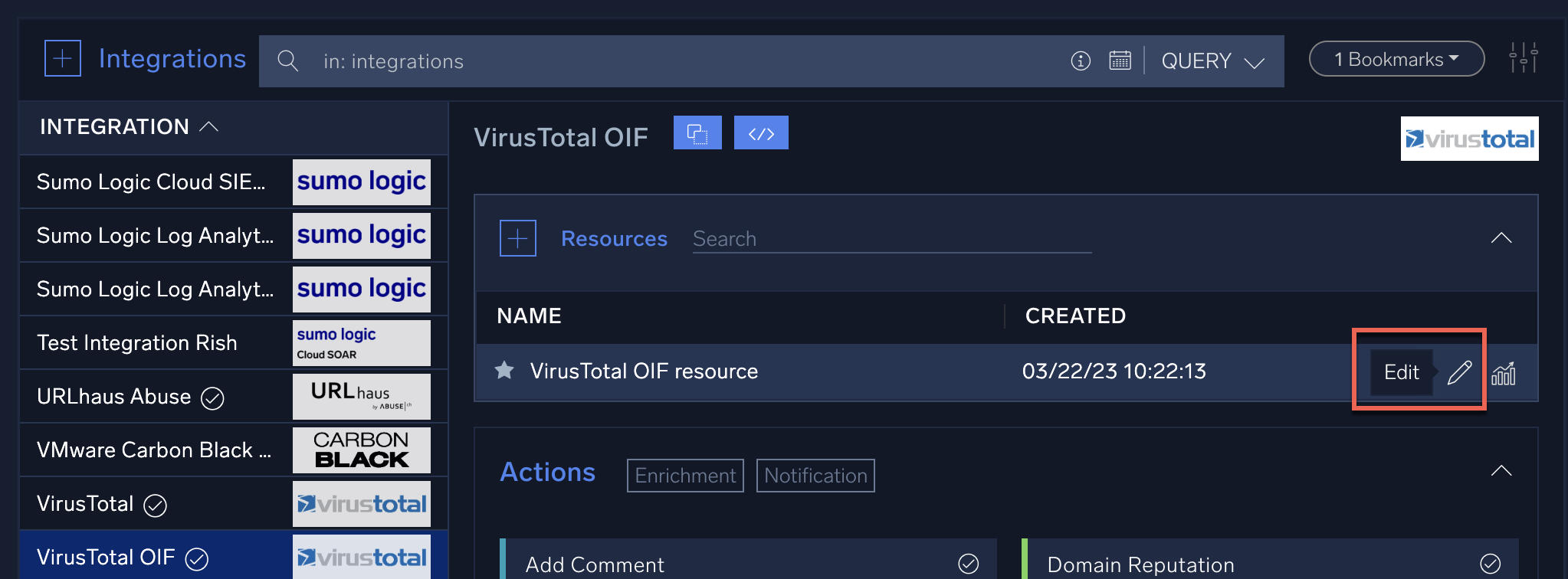 Resource edit button