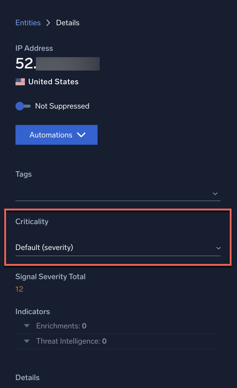 Entity criticality details