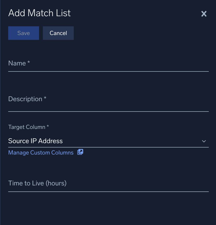 New match list