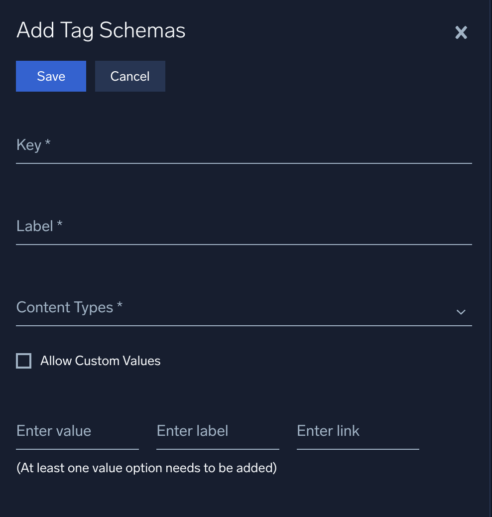 Create tag schema