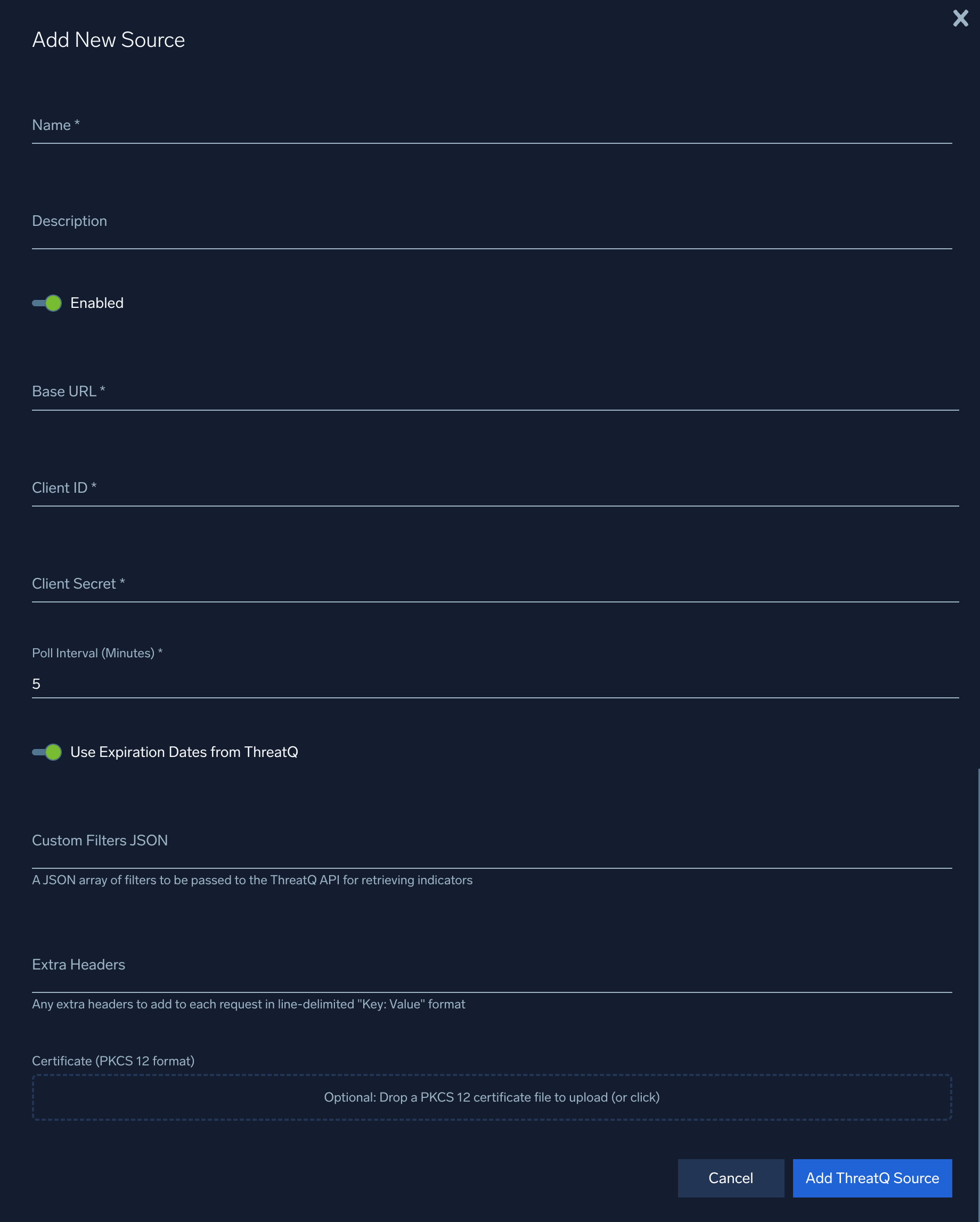 ThreatQ Add New Source