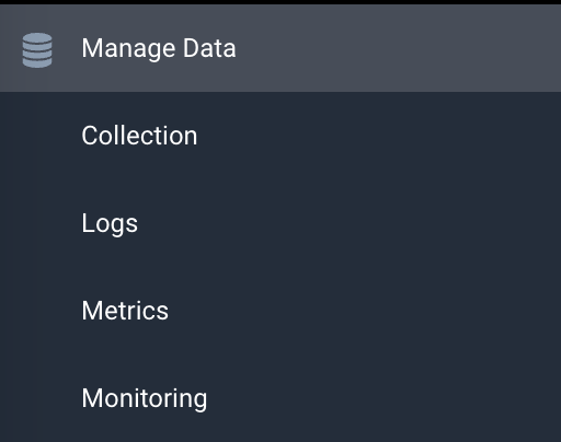 Manage Data menu options