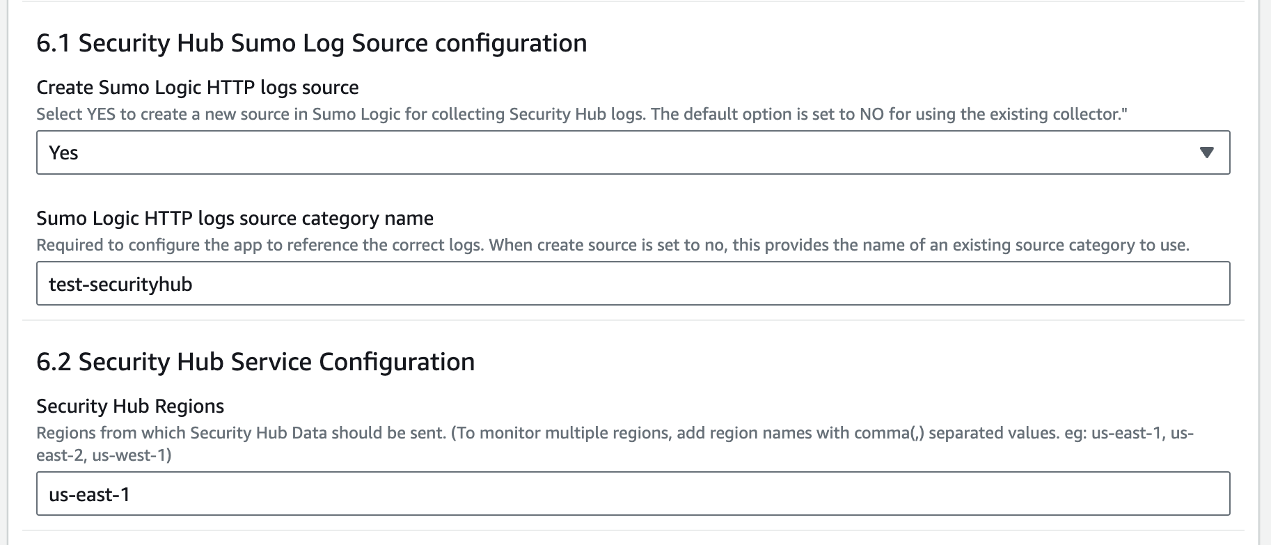 Security Hub configuration