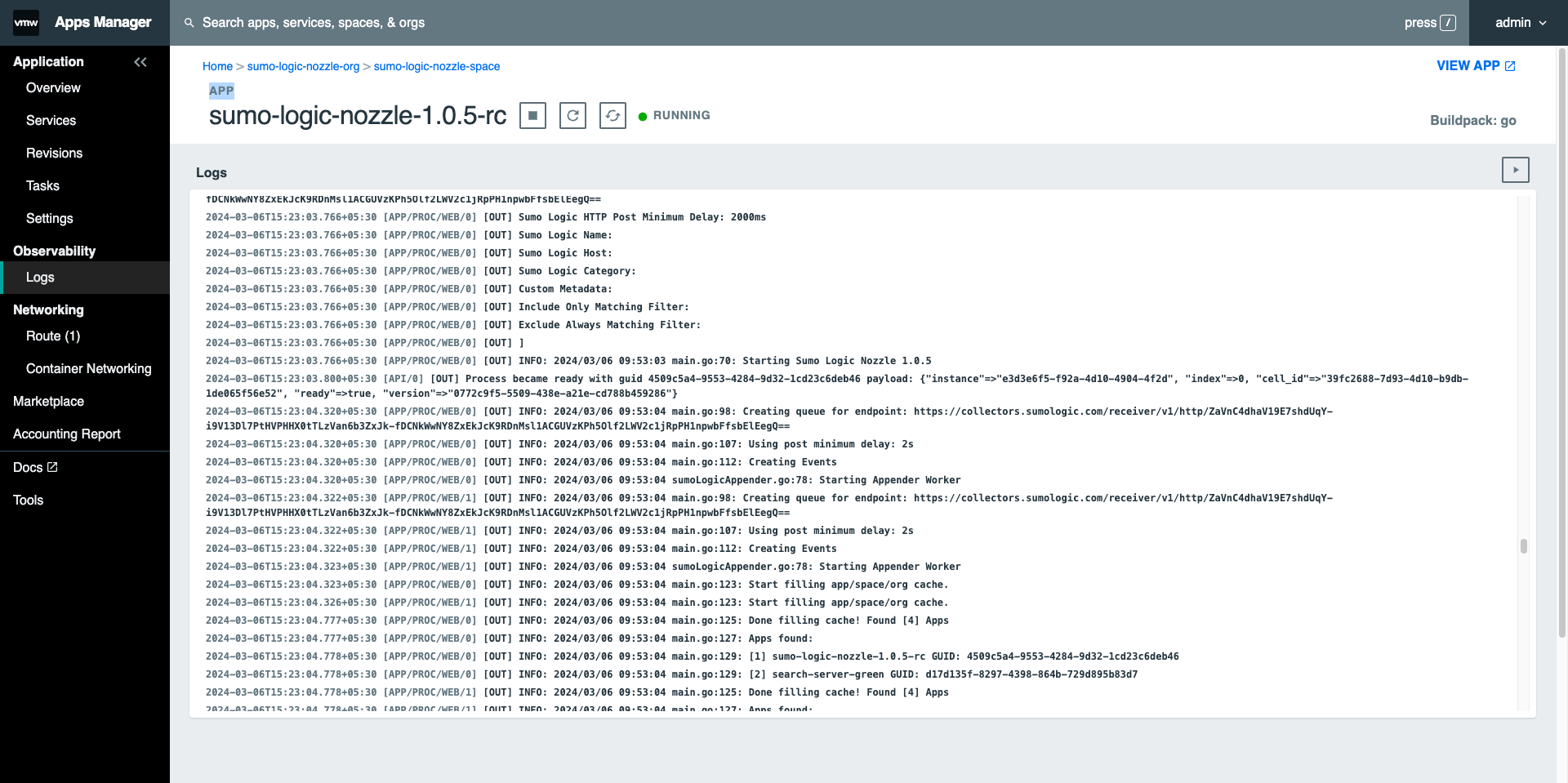 Troubleshooting logs