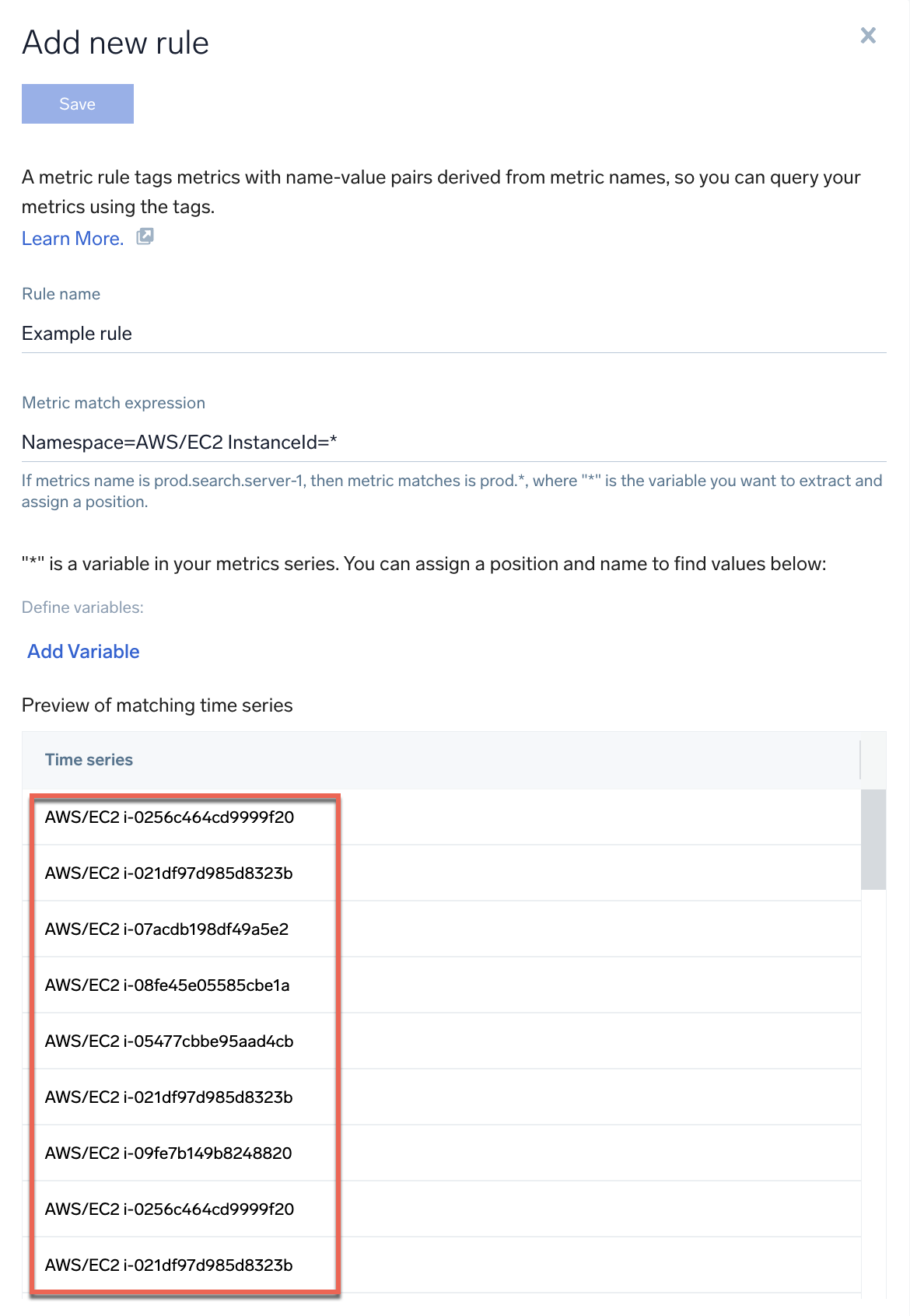 Add metrics rule with expression