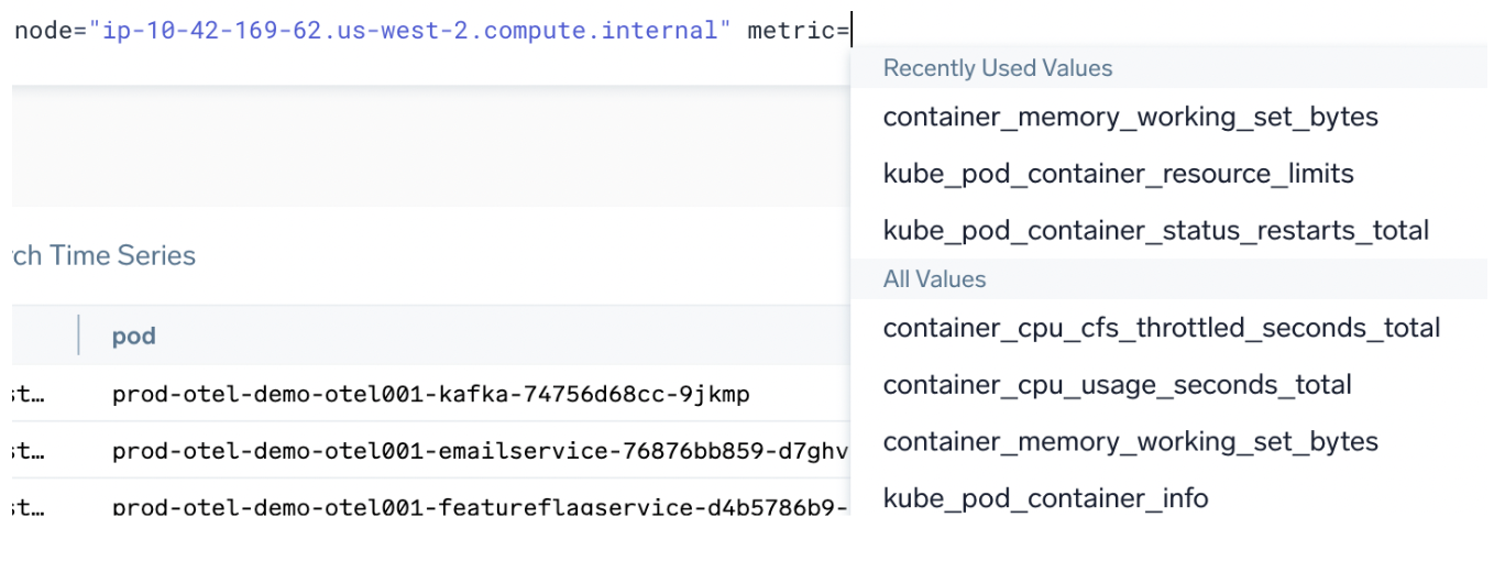 Which metrics exist for a specific scope