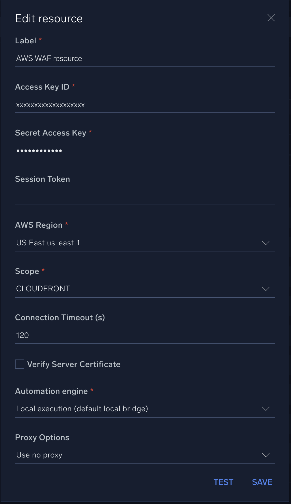 Edit Resource for AWS WAF