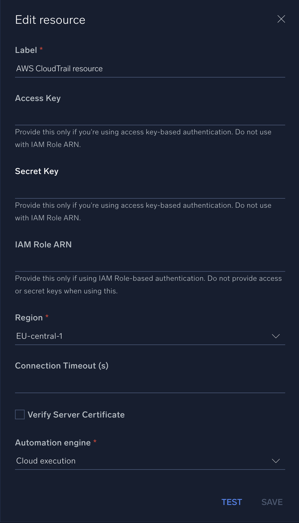AWS CloudTrail configuration