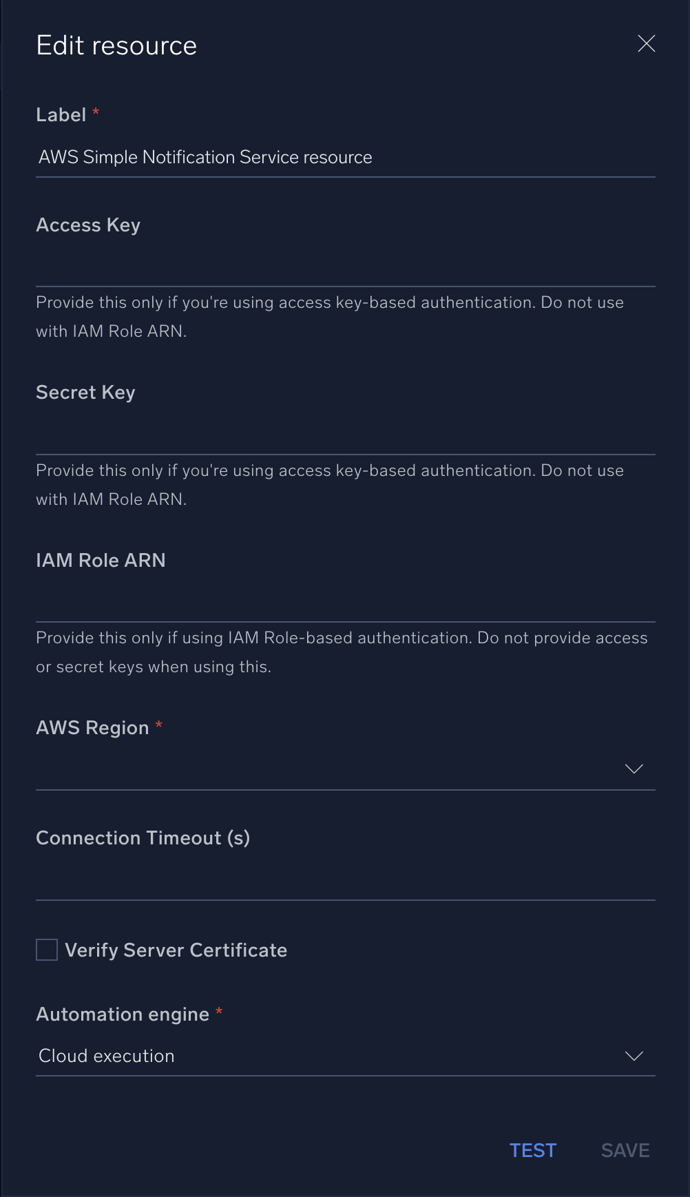AWS Simple Notification Service configuration