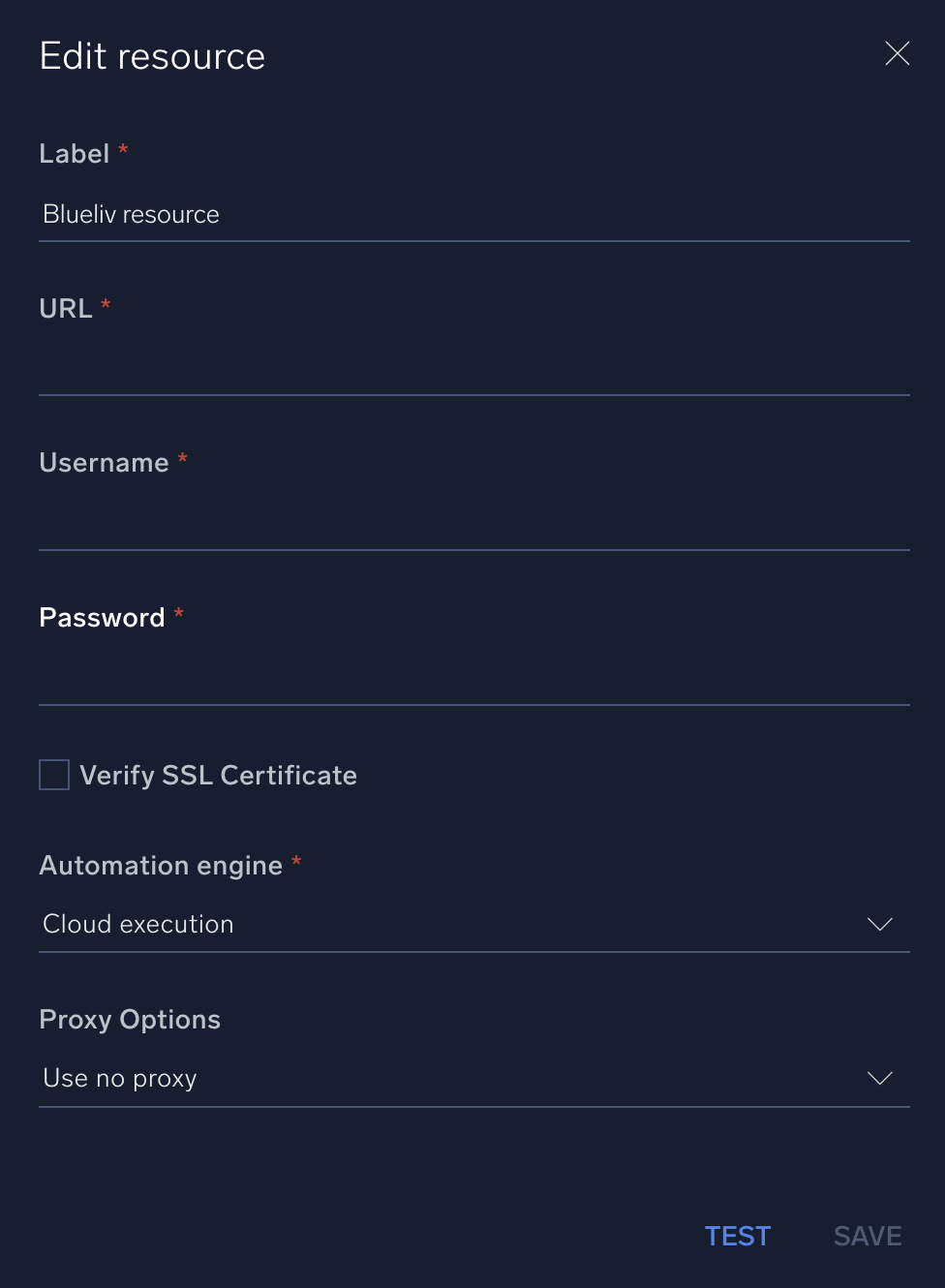 Blueliv configuration