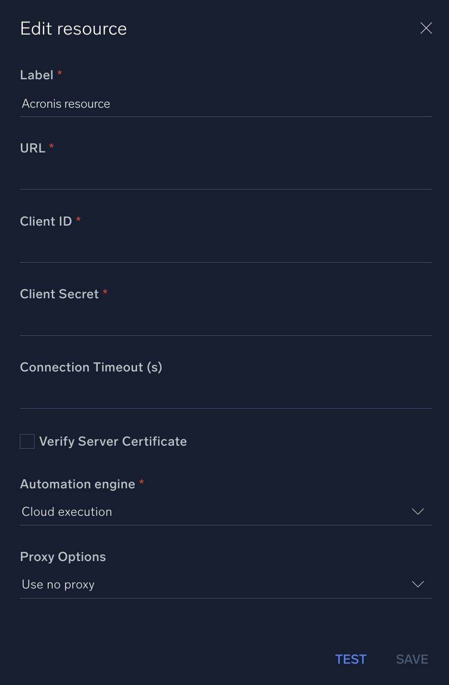 Acronis configuration