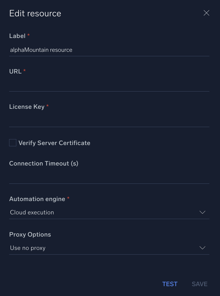 alphaMountain configuration