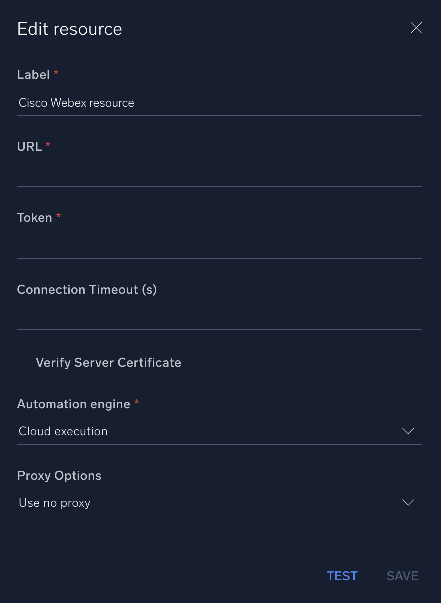 Cisco Webex configuration