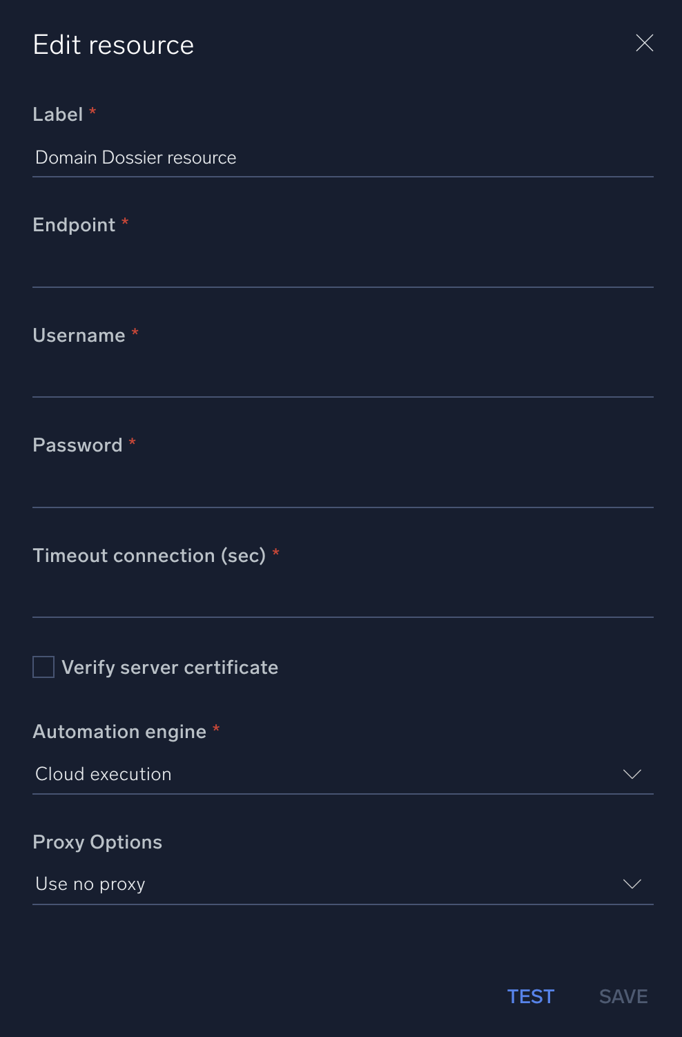 Domain Dossier configuration
