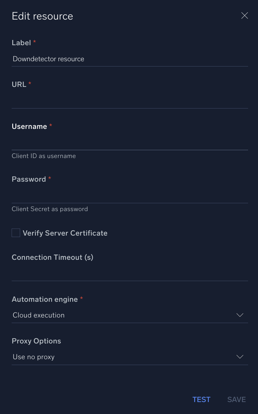 Downdetector configuration