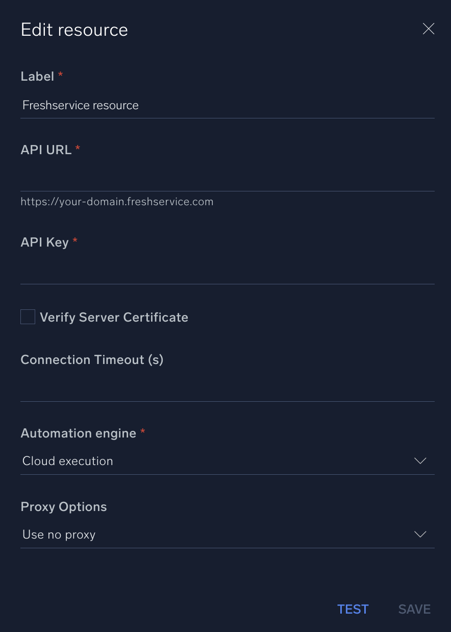 Freshservice configuration