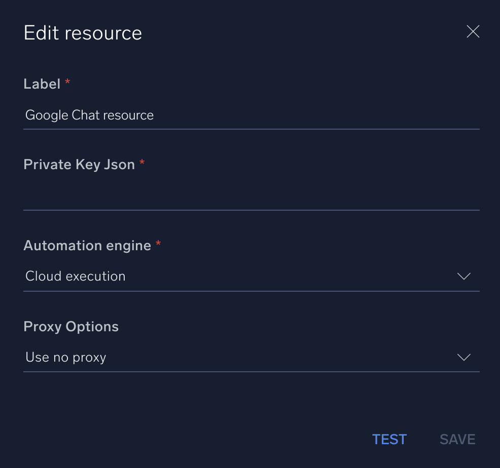 Google Chat configuration