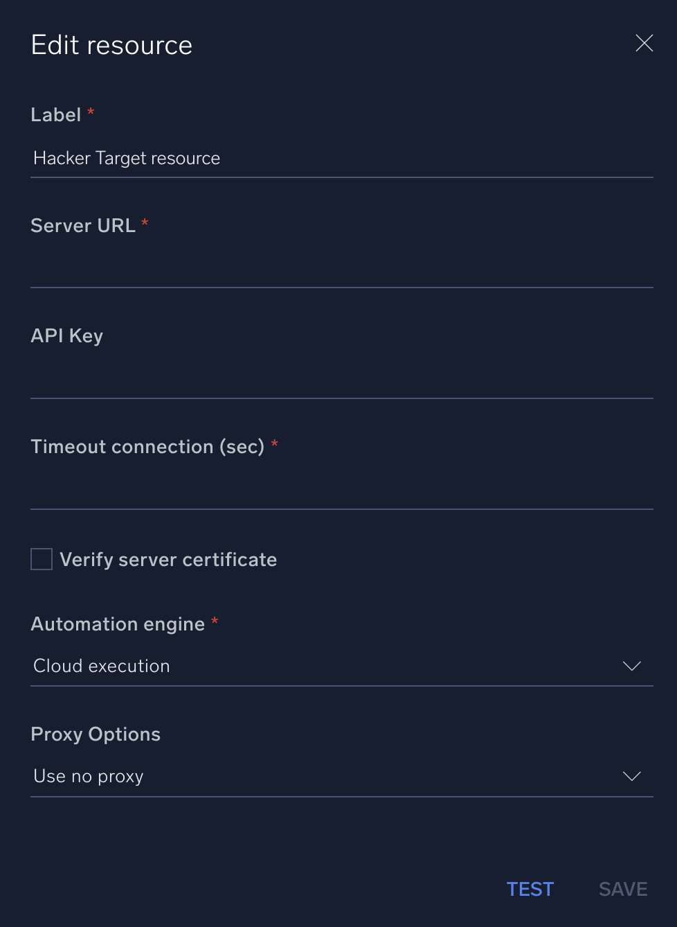 Hacker Target configuration