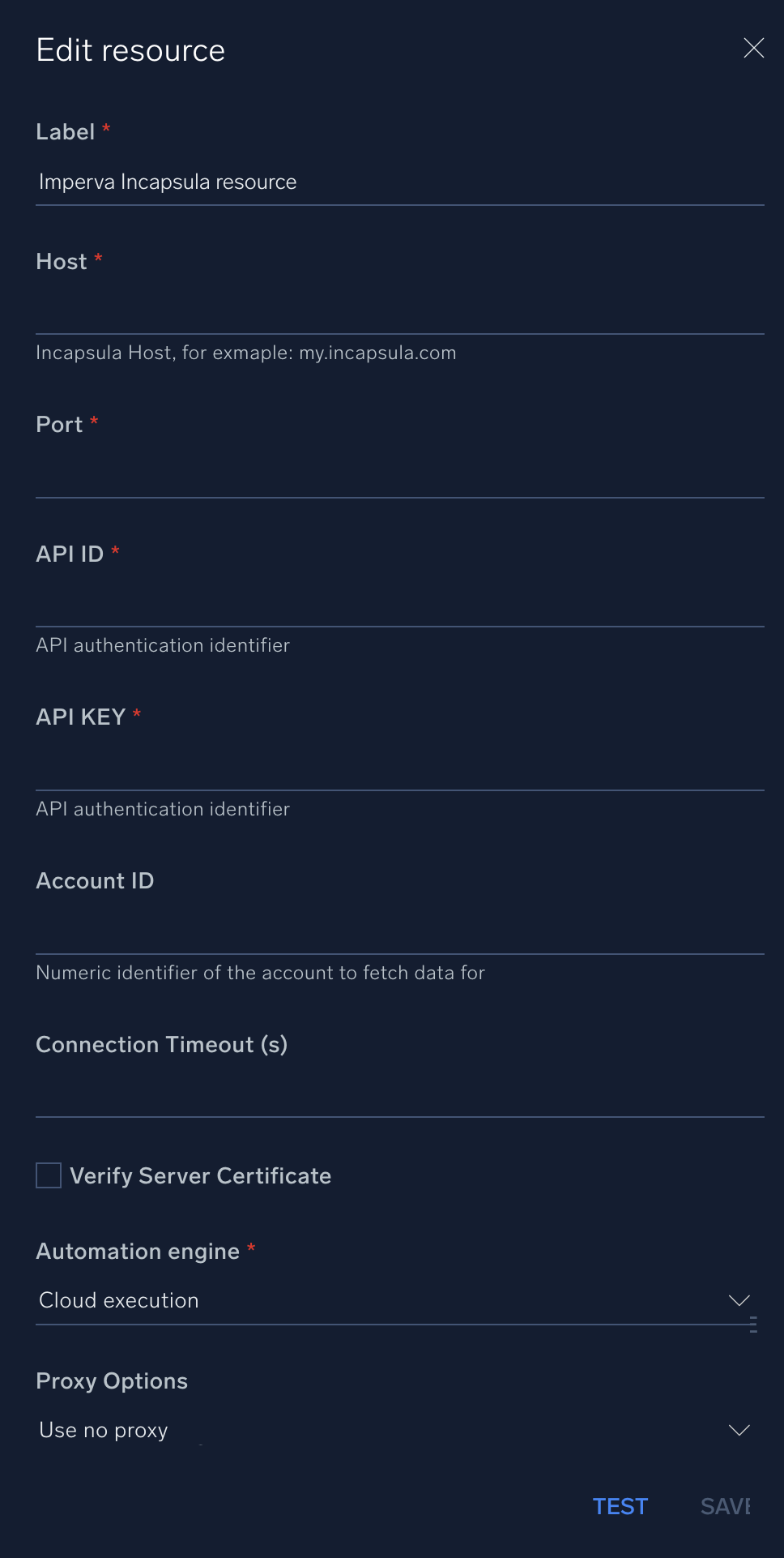 Imperva Incapsula configuration
