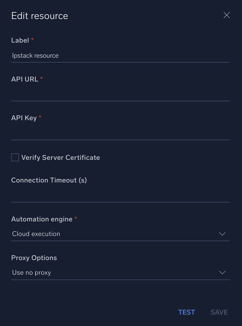 IPstack configuration