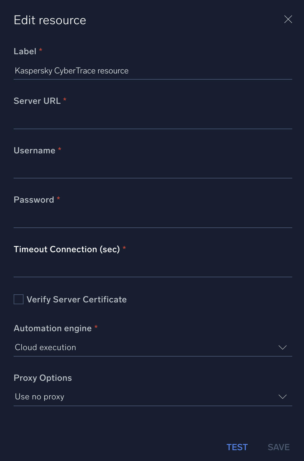 Kaspersky Cybertrace configuration