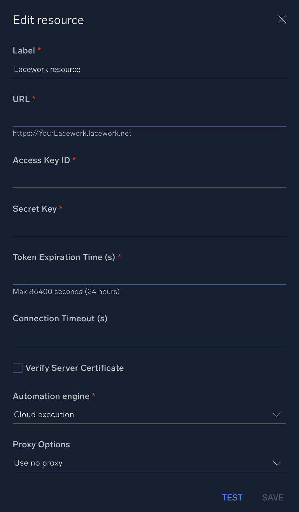 Lacework configuration