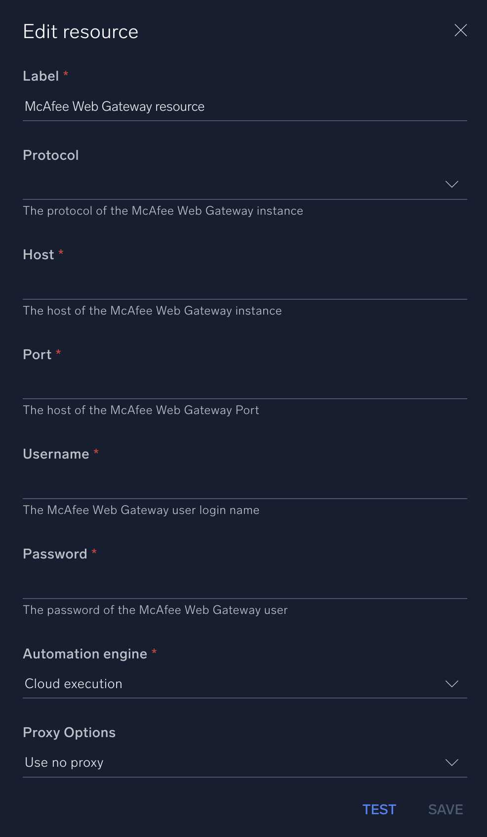 McAfee Web Gateway configuration