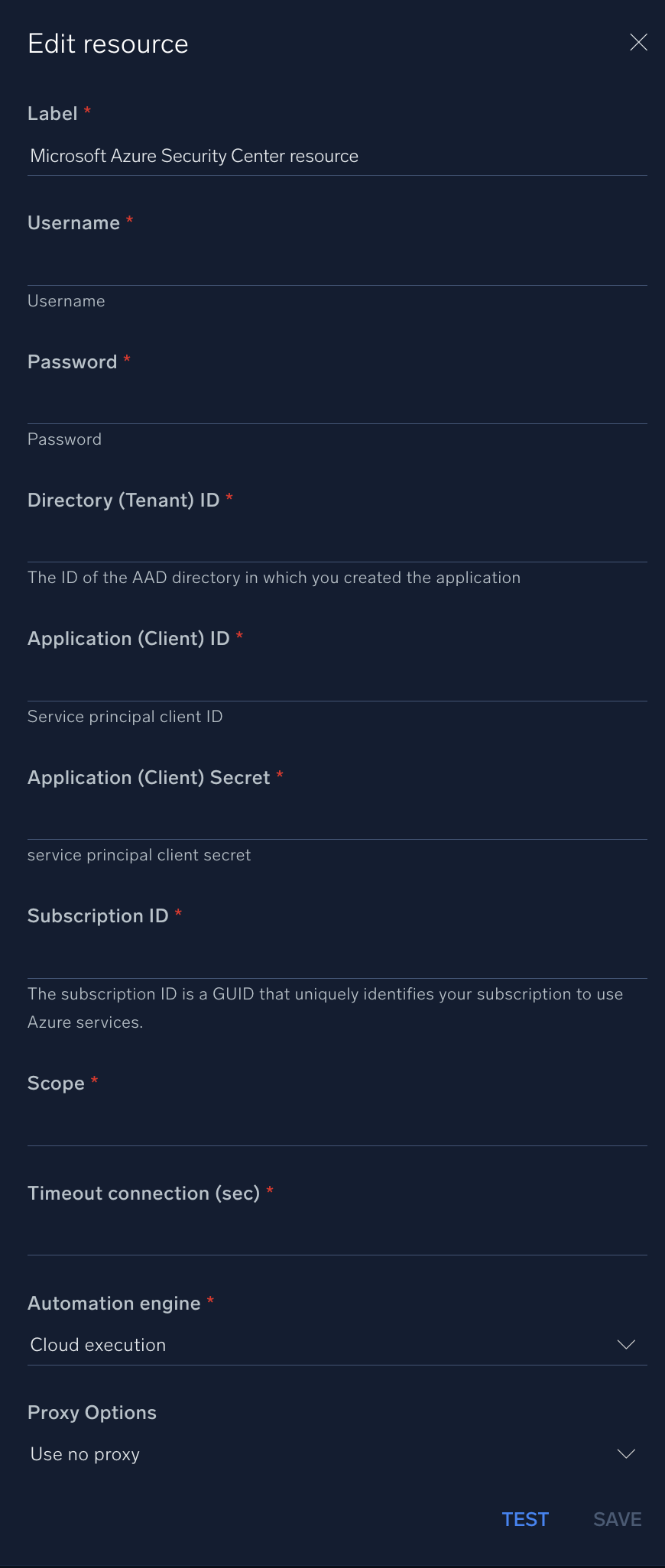 Microsoft Azure Security Center configuration