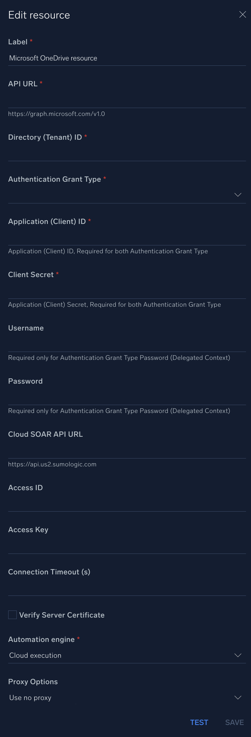 Microsoft OneDrive configuration
