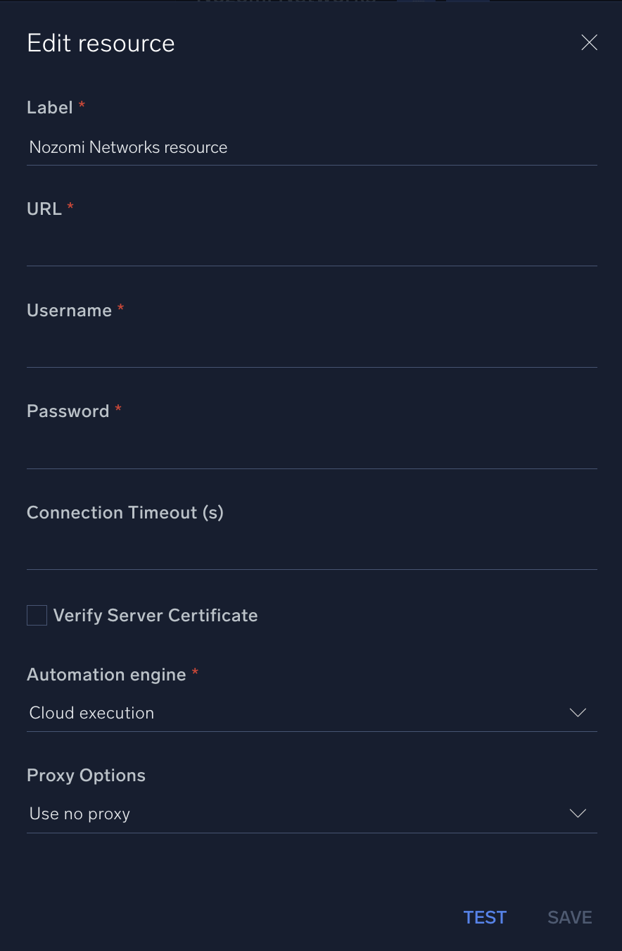 Nozomi Networks configuration