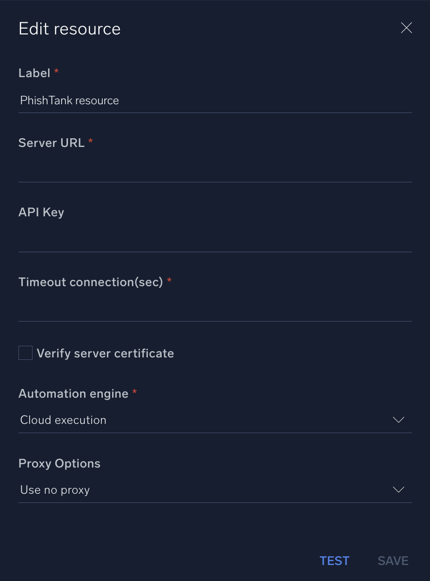 PhishTank configuration