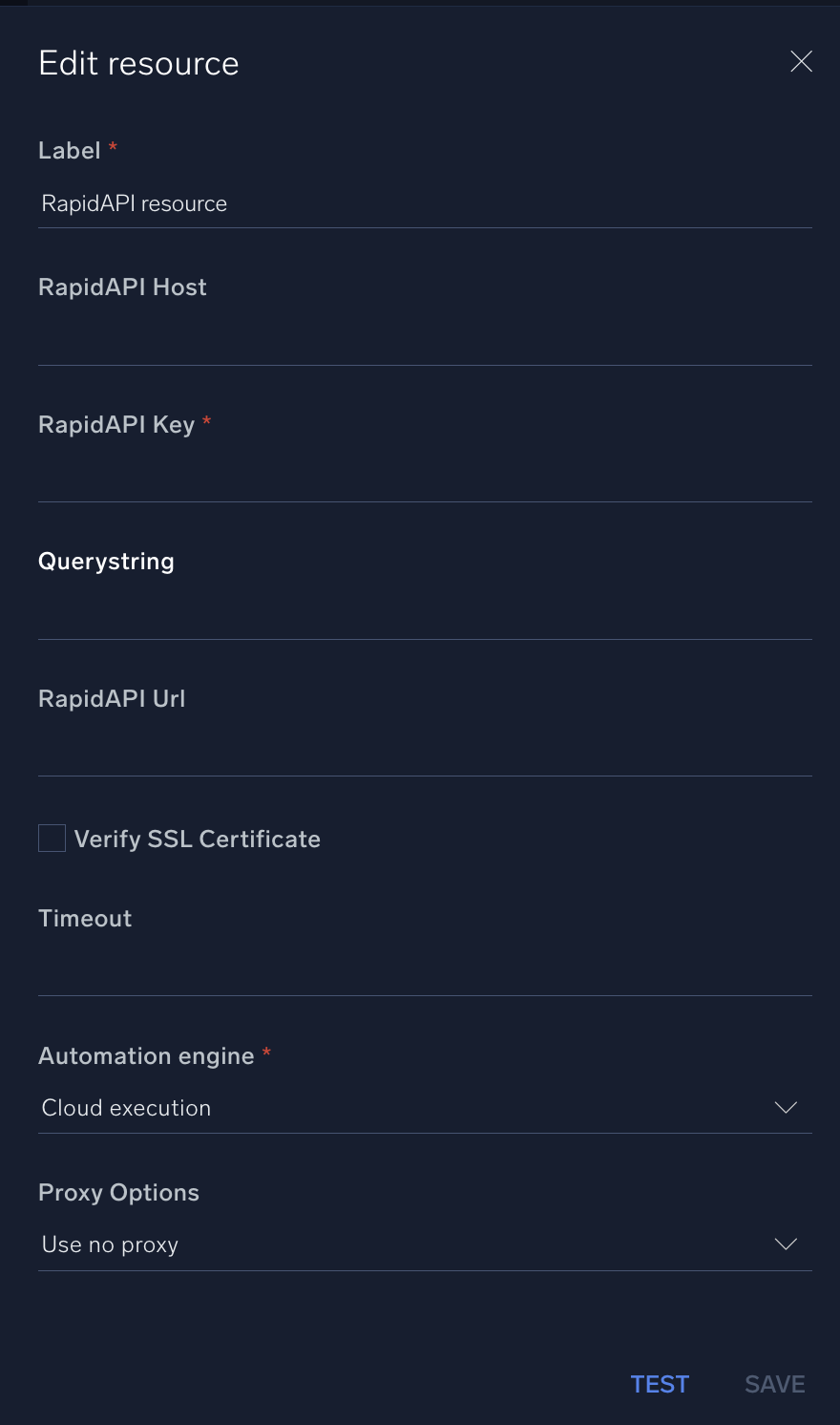 RapidAPI configuration