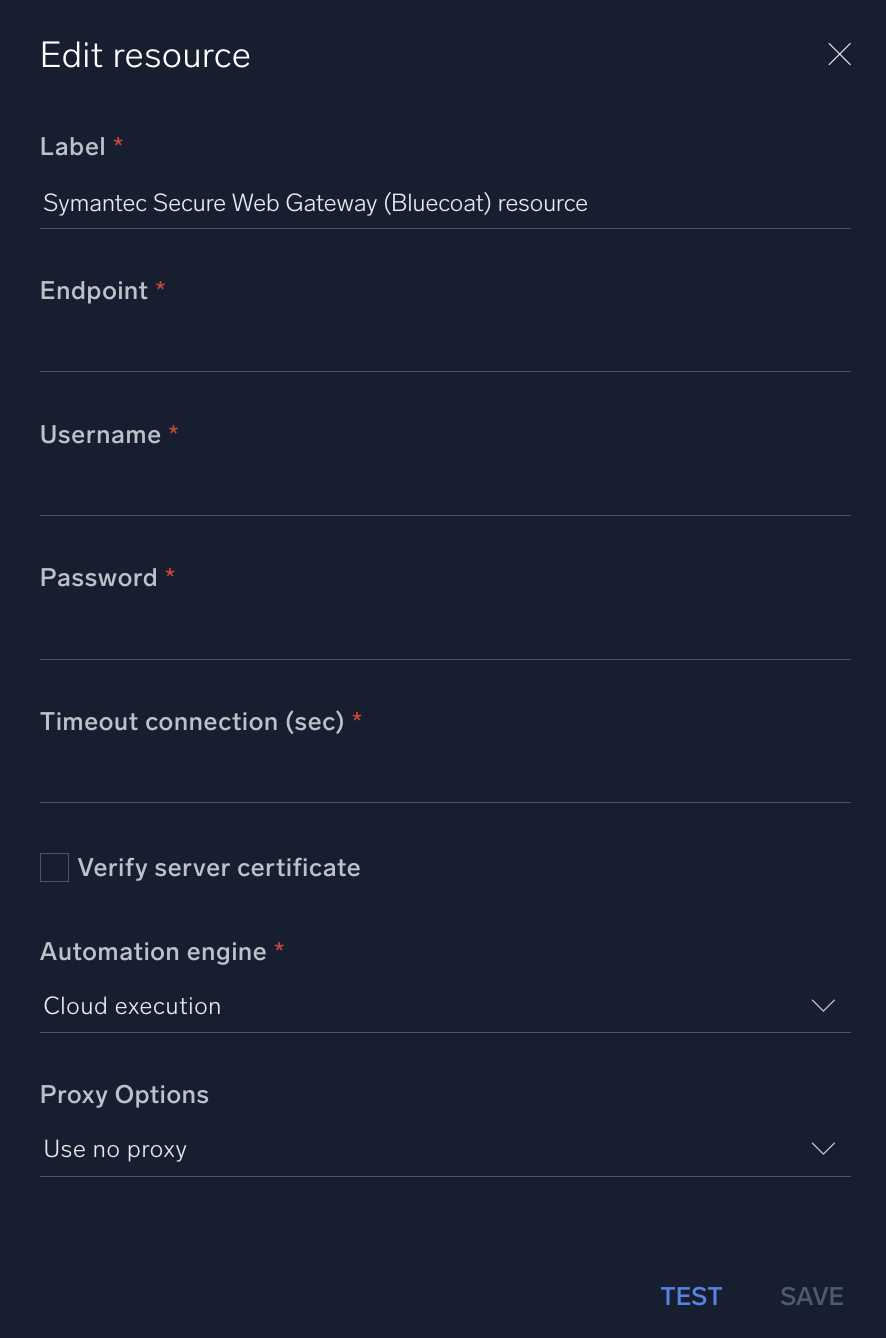 Symantec Secure Web Gateway configuration