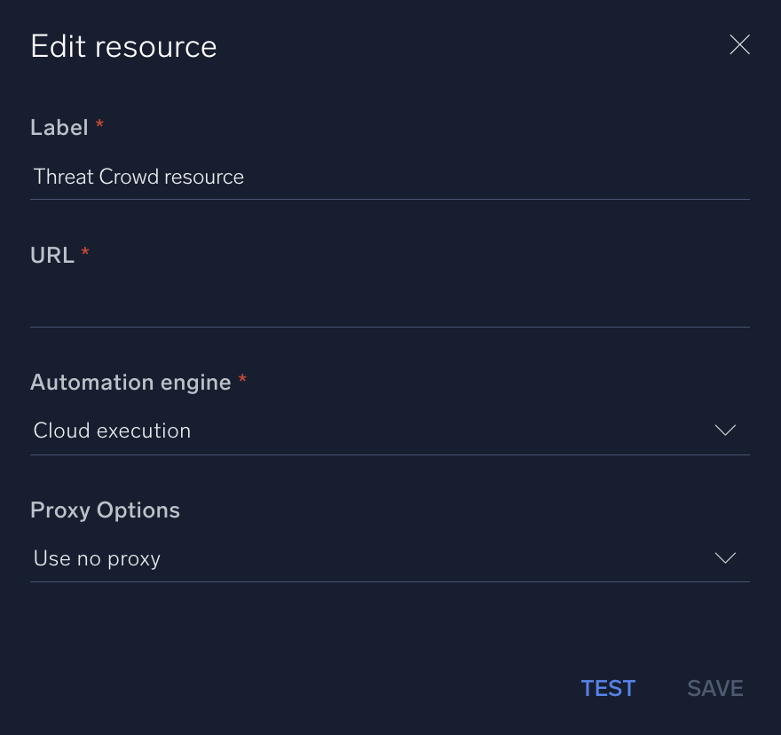 Threat Crowd configuration