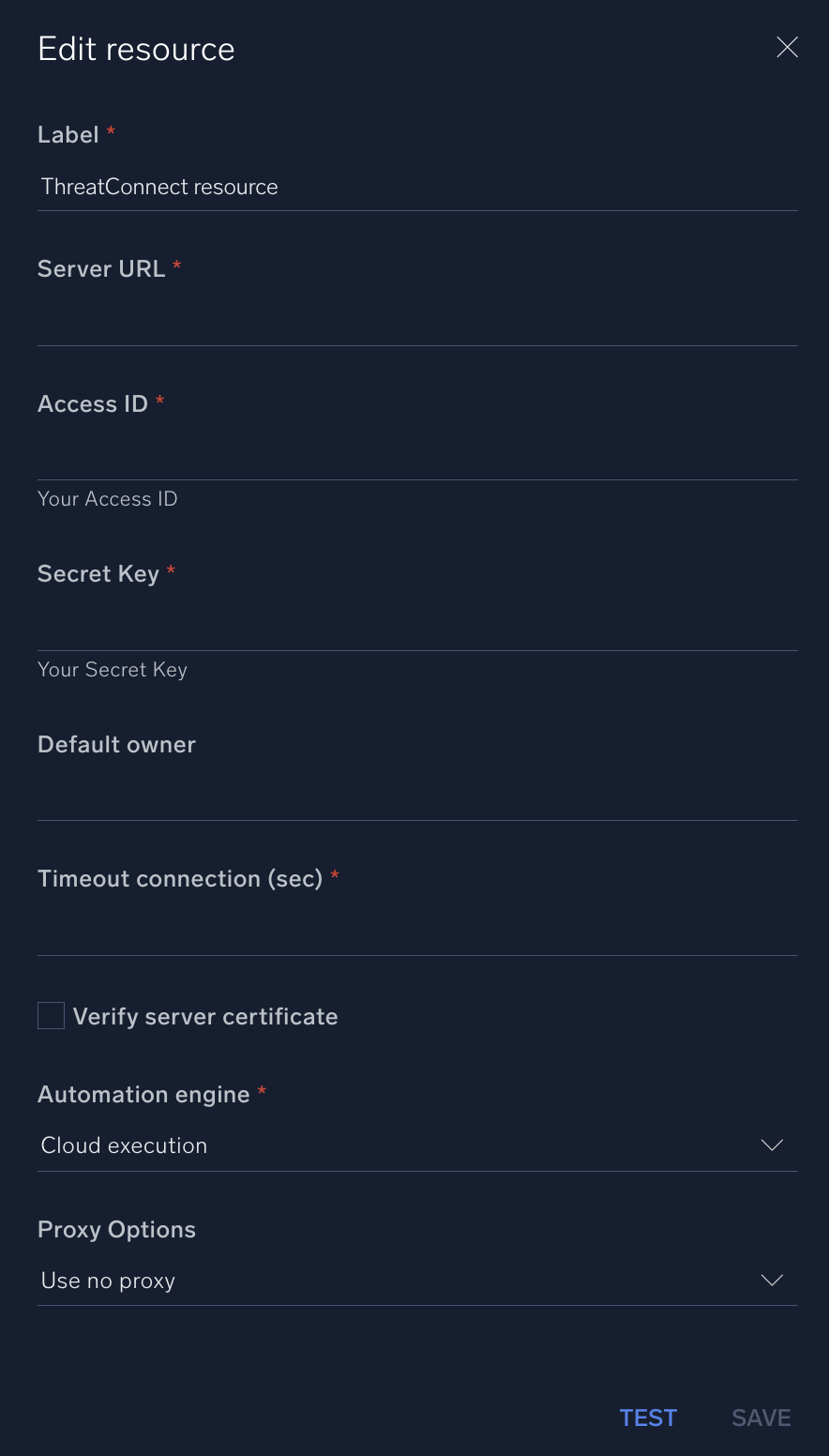 ThreatConnect configuration