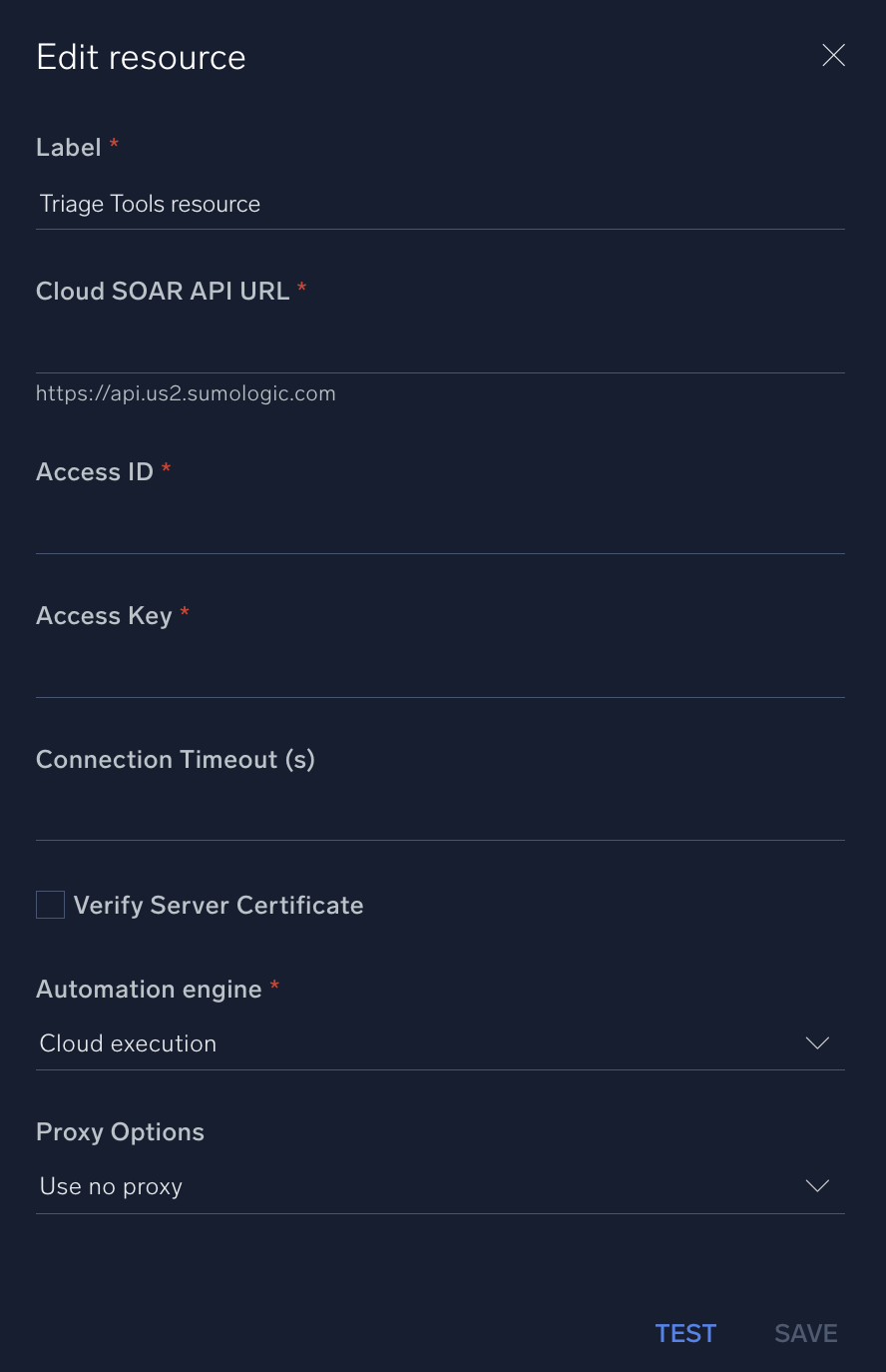Triage Tools configuration