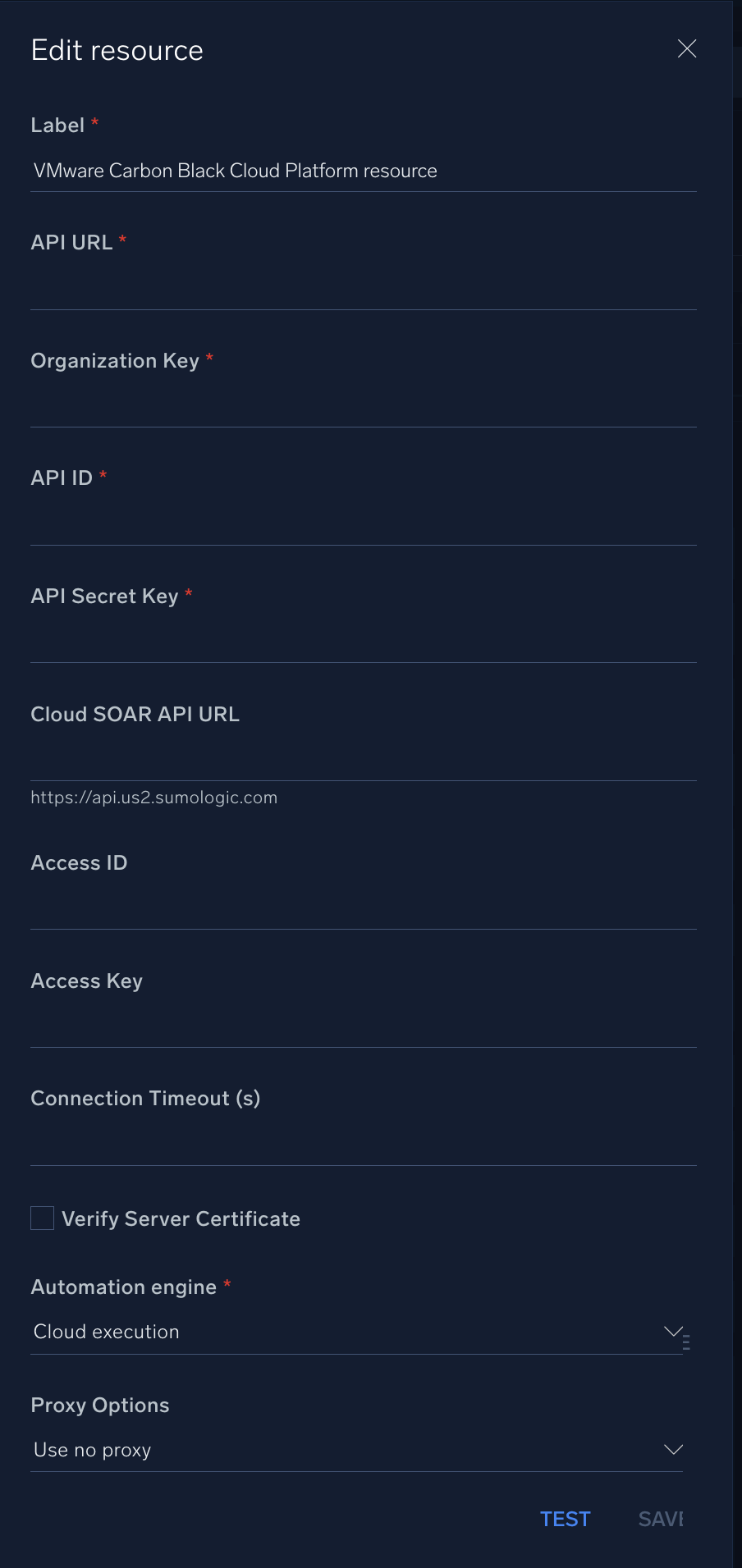 VMware Carbon Black Cloud Platform configuration