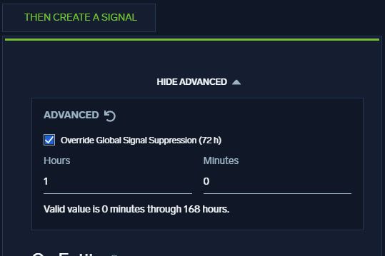 Rule-Level Signal Suppression Settings in Cloud SIEM