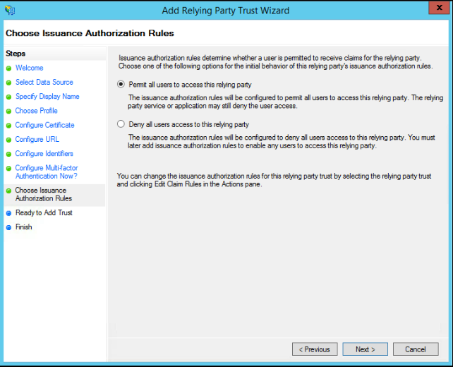 Choose Issuance Authorization Rules window