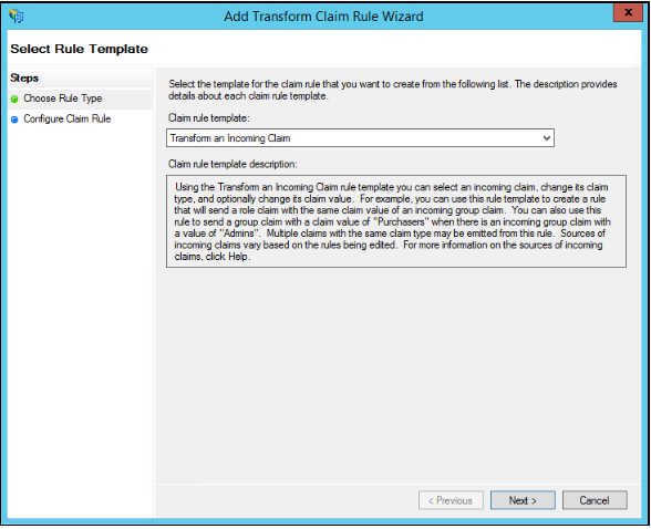 Transform an Incoming Claim selection