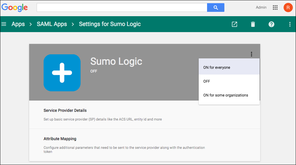 On for everyone selected on dropdown menu