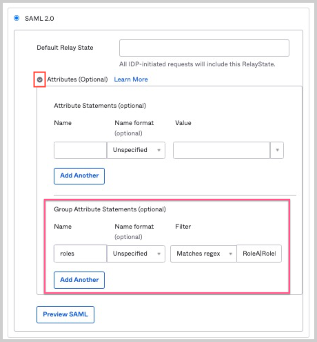 Group Attribute Statements section