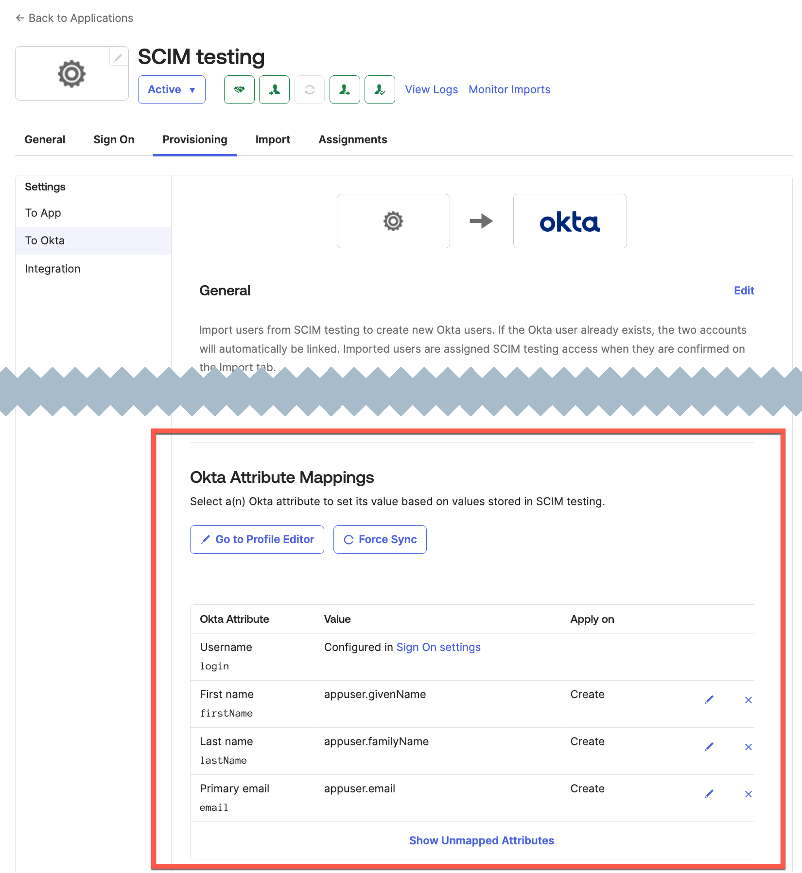 App attribute mappings