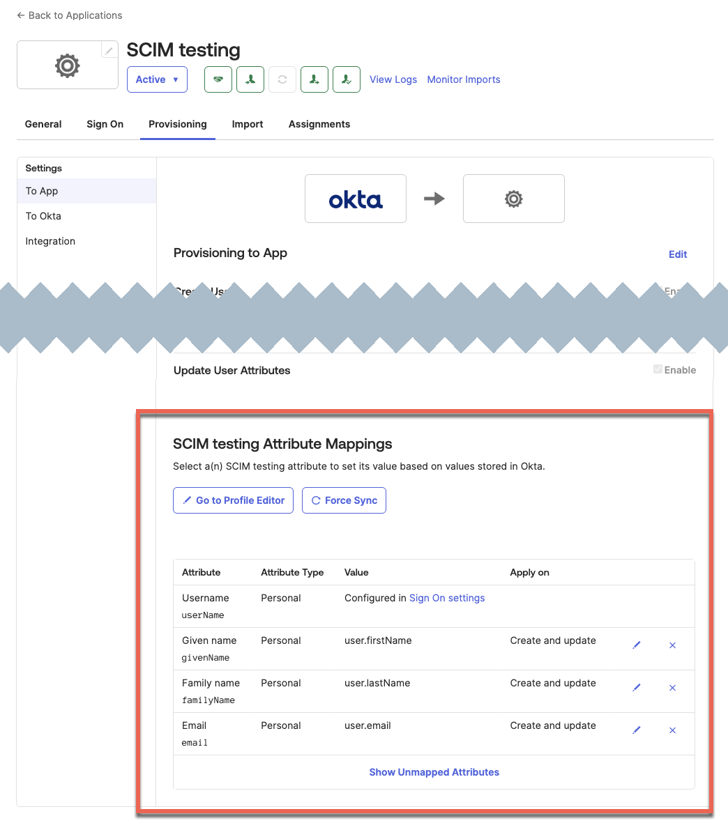 App attribute mappings