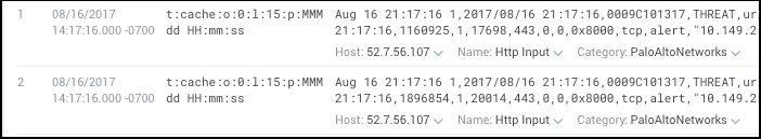 Screenshot showing the format parsing results, illustrating how the timestamp is parsed from a log file