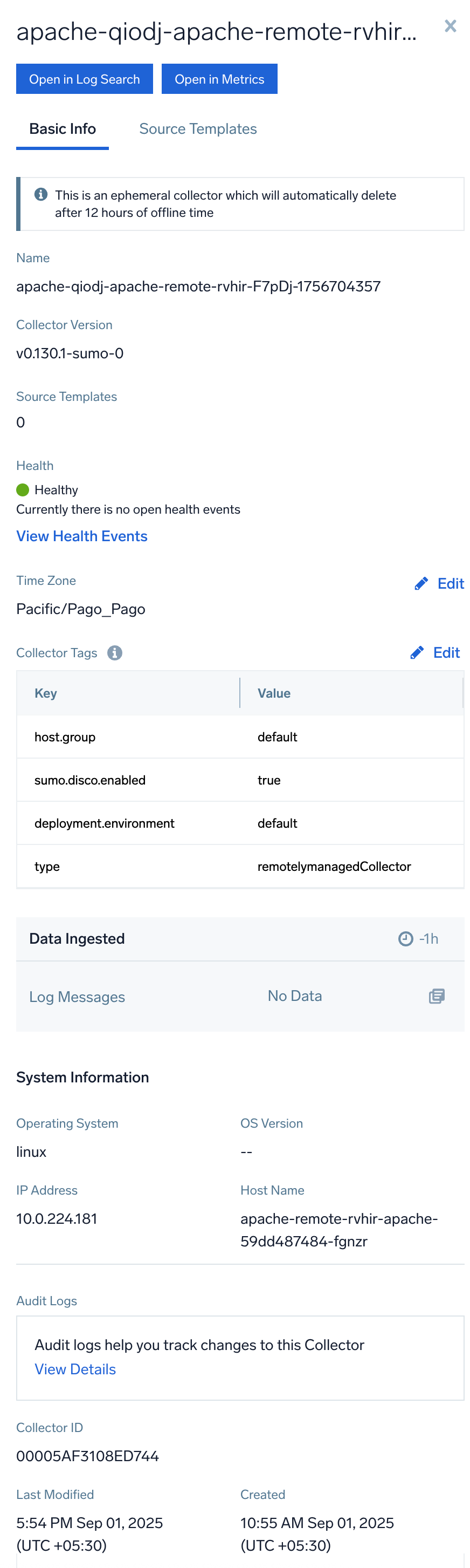 opentelemetry-collection-details-page